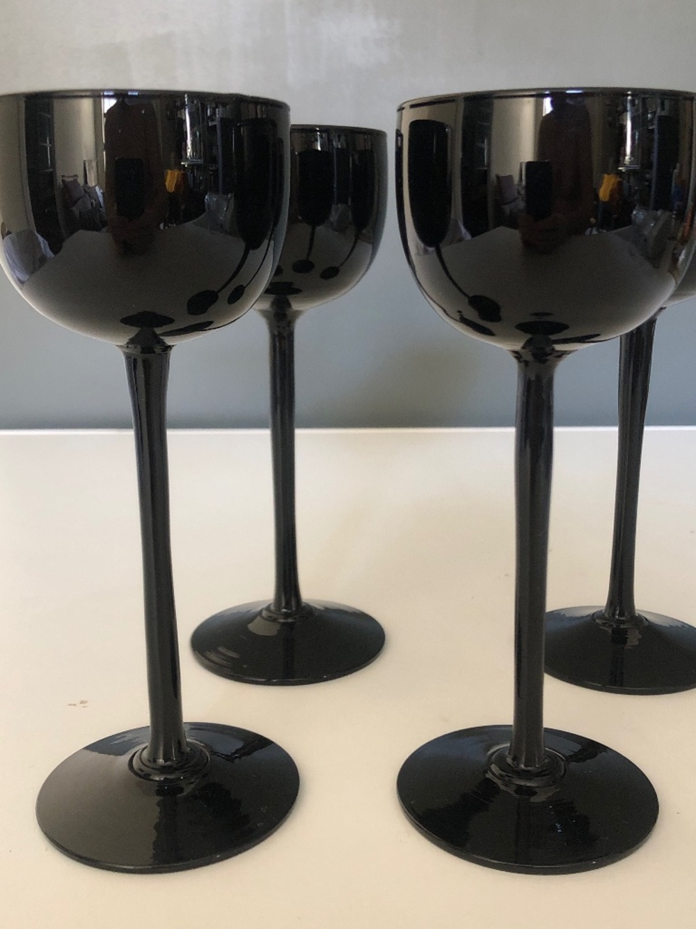 Mid-century elegance: 4 pieces vintage 1960s Carlo Moretti black glass stemware